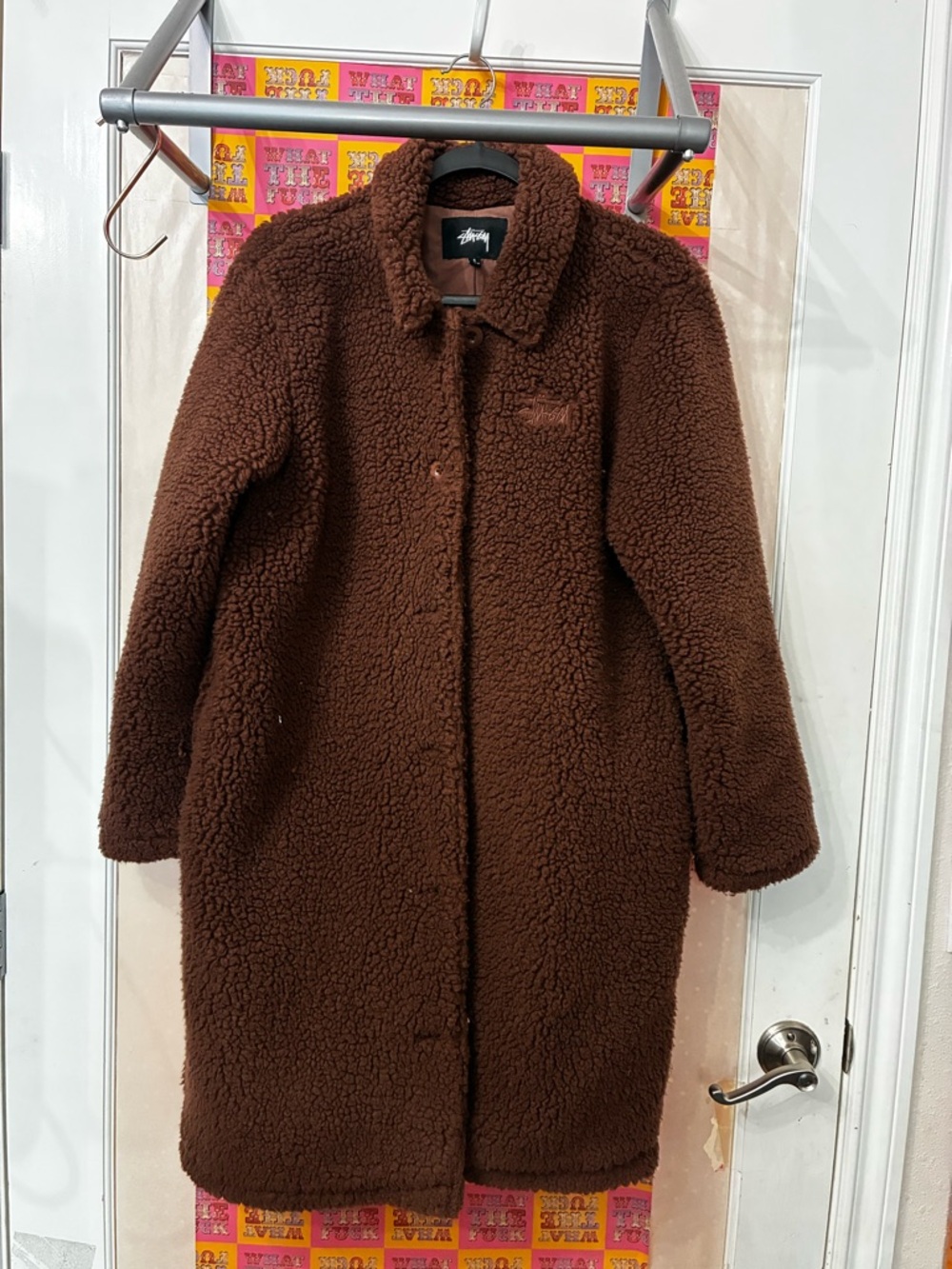 Stussy Car Coat Sherpa Fleece Kuna Brown Lined Jacket Womens Small